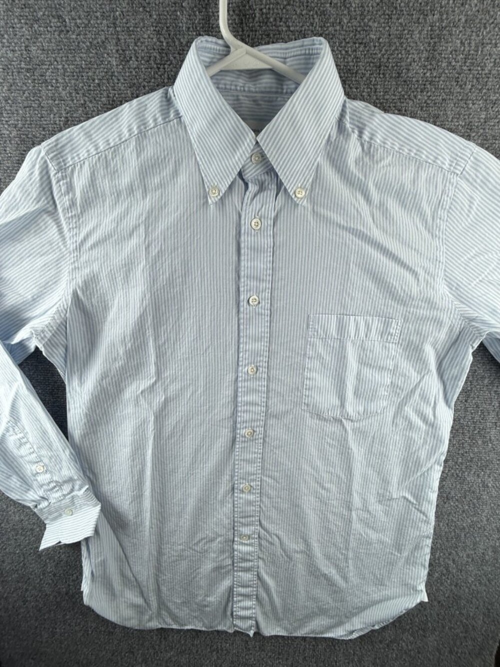 Ermenegildo Zegna Cotton Striped Button-Down Blue 16.5 Mens Shirt Long Sleeve